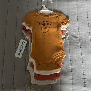 Carter's Kids One Piece Bodysuit Set - Orange, White, Green, Gray